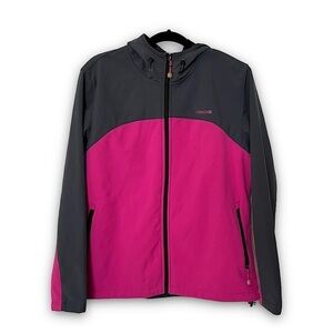 REEBOK Performance Jacket Fleece Lined Full Zip Hooded Windbreaker Raincoat L